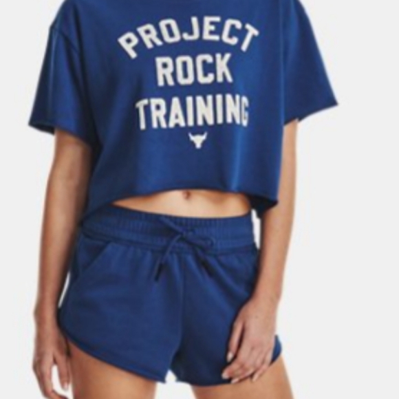 Under Armour Atleisure Active PJT Rock French Terry Shorts Blue (S) - Picture 3 of 5